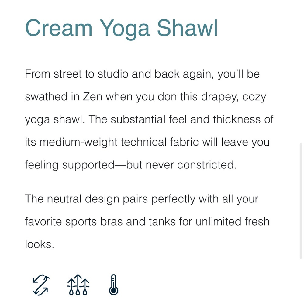 Zyia Activewear Cream Yoga Shawl XS - Picture 10 of 11